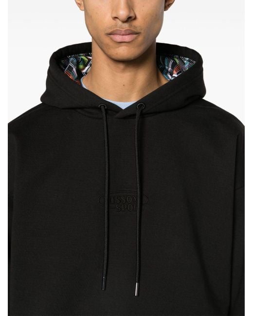 Missoni Black Logo-embroidered Cotton Hoodie for men