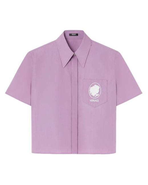 Top Con Logo E Ricamo Cameo di Versace in Purple