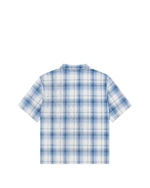 GUAPI Blue Glacier Plaid Crystal-Embellished Shirt for men