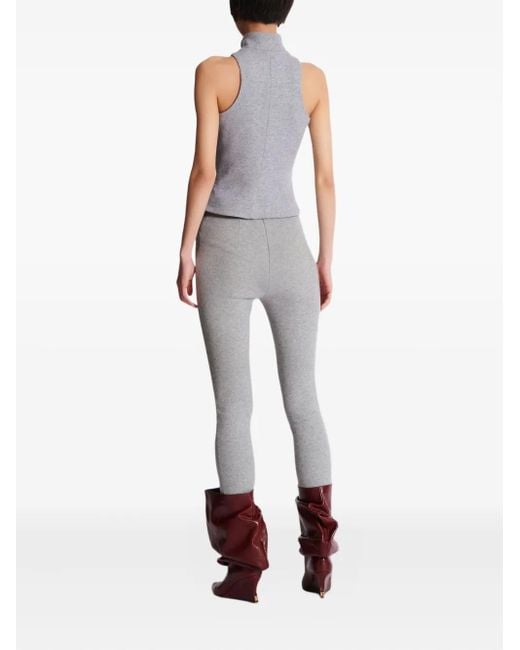 Balmain Gray Stehkragen-Oberteil Mit Reißverschluss