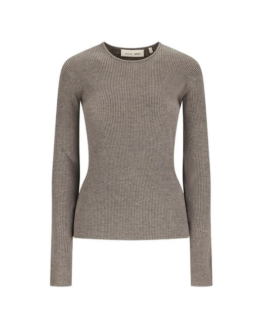 Fear Of God Gray Waffle-Knit Long-Sleeve Sweater