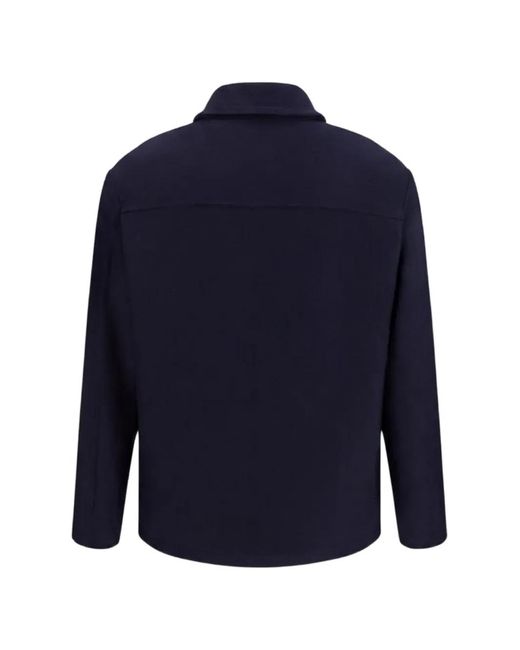 Brooksfield Blue Button-Up Patch-Pocket Sweater for men