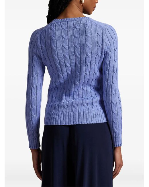 Polo Ralph Lauren Blue V-Neck Cable-Knit Sweater