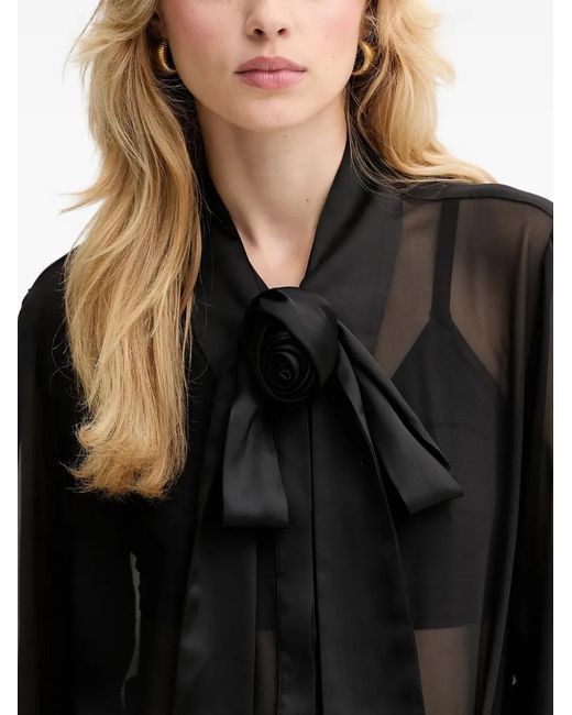 Gestuz Black Gzlynne Bow Sheer Blouse