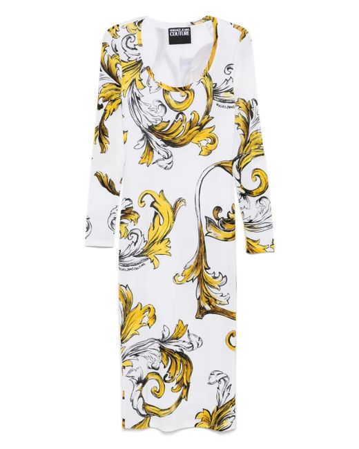 Versace Jeans Couture White Barocco Outline Dress