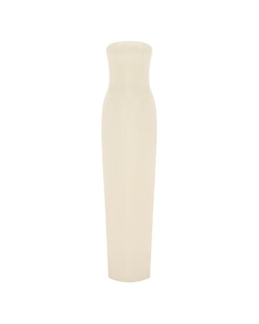 Rami Al Ali White Embellished Overlay-Top Tubino Maxi Gown