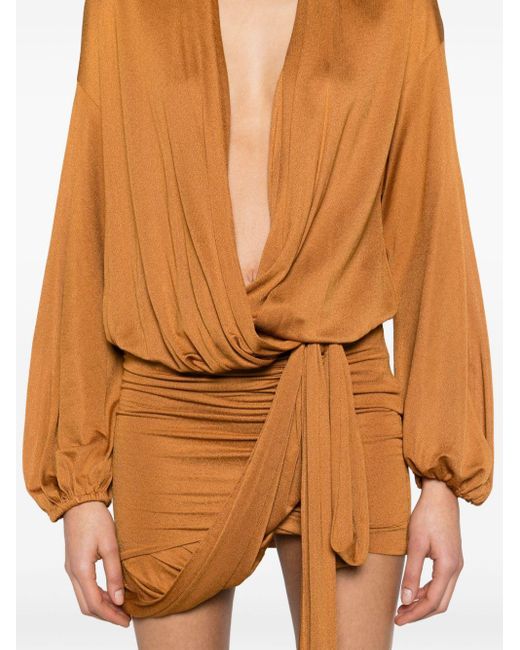Blumarine Orange Long-sleeve Wrap Minidress