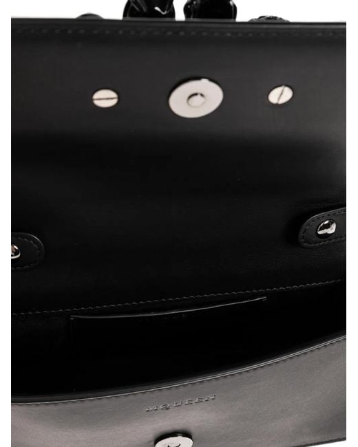 McQueen Black Mini Jewelled Shoulder Bag