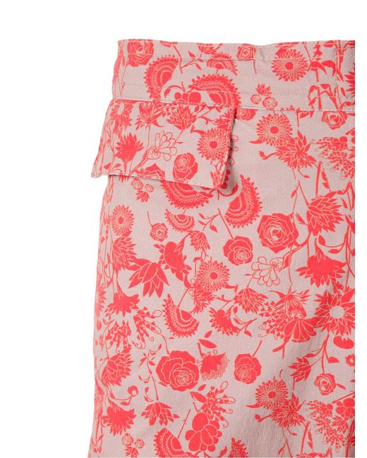Amir Slama Red Floral Tactel Shorts for men