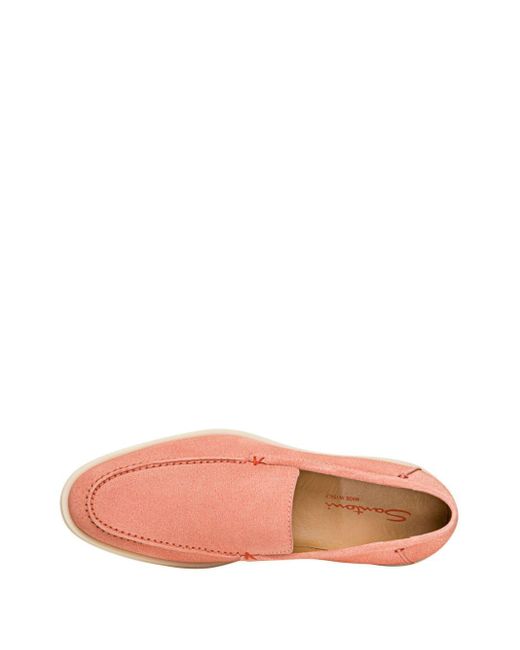 Santoni Loafer aus Wildleder mit mandelförmiger Kappe in Pink für Herren