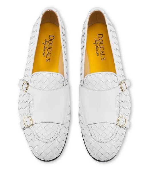 Doucal's White Double-Buckle Loafers