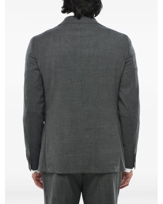 Corneliani Gray Single-Breasted Checked Suit for men