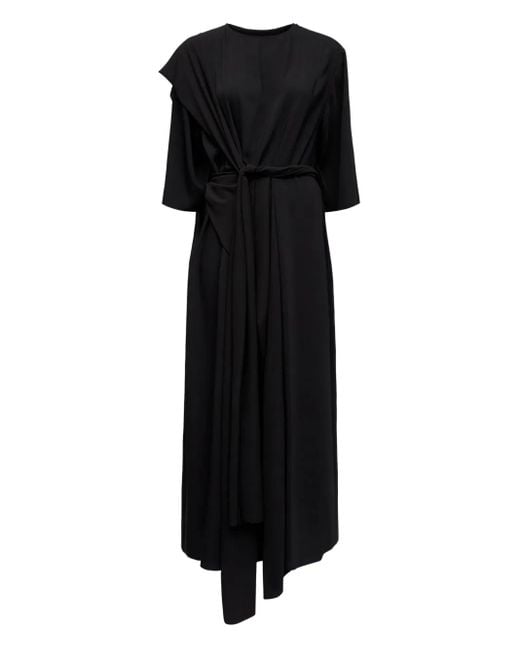 MM6 by Maison Margiela Black Asymmetric Midi Dress