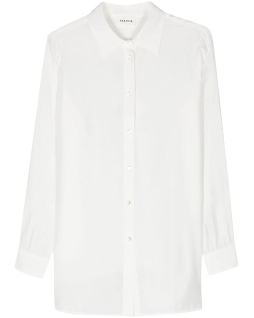 P.A.R.O.S.H. White Classic-collar Silk Shirt