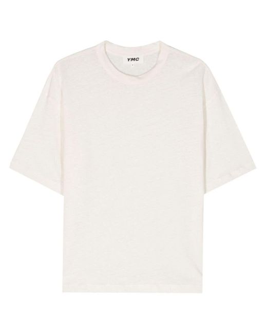 T-shirt Triple en lin mélangé YMC pour homme en coloris White