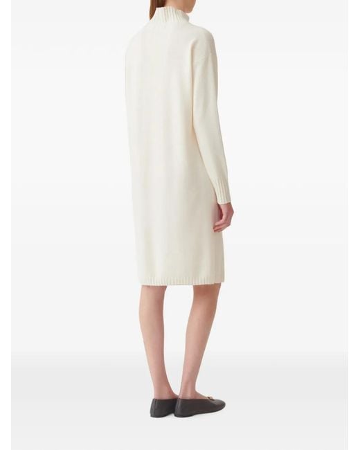 Fabiana Filippi White Monili-Chain High-Neck Midi Dress