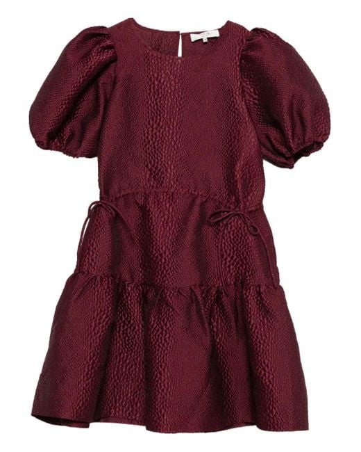 Vestido de manga farol a capas Sea de color Red