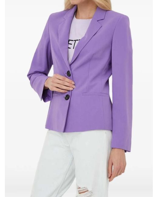 Sisley Purple Buttoned Notched-Lapel Blazer