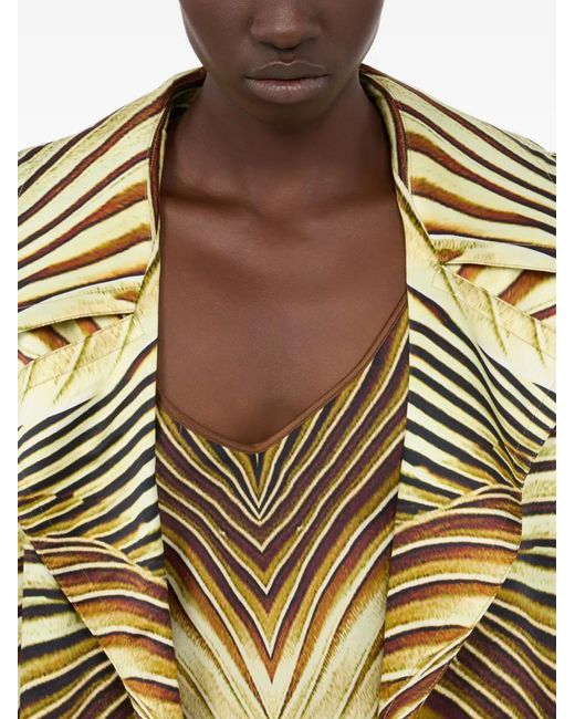 Roberto Cavalli Metallic Ray Of-Print Silk Trench Coat