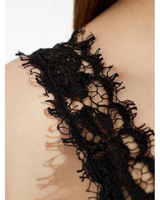 DSquared² Black Lace-Detail Fringed Mini Dress
