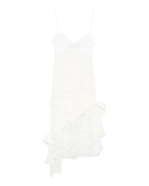 Alessandra Rich White Draped Lace Mini Dress