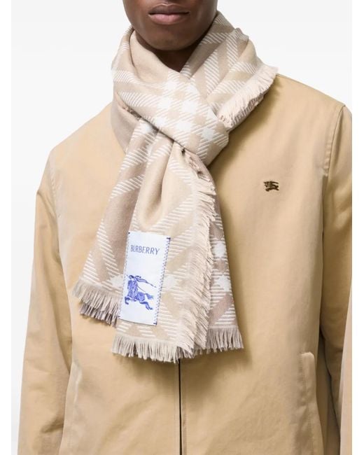Burberry Natural Gradient Check Wool Silk Scarf