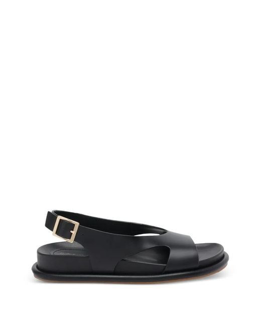 Paloma Barceló Black Calista Buckle Leather Sandals