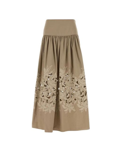 Agnona Natural Floral Cut-Out Skirt