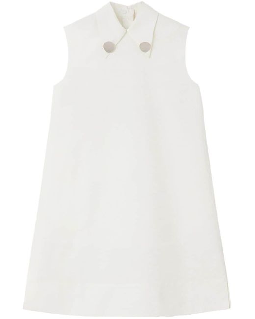 Jil Sander White Kleid mit spitzem Kragen