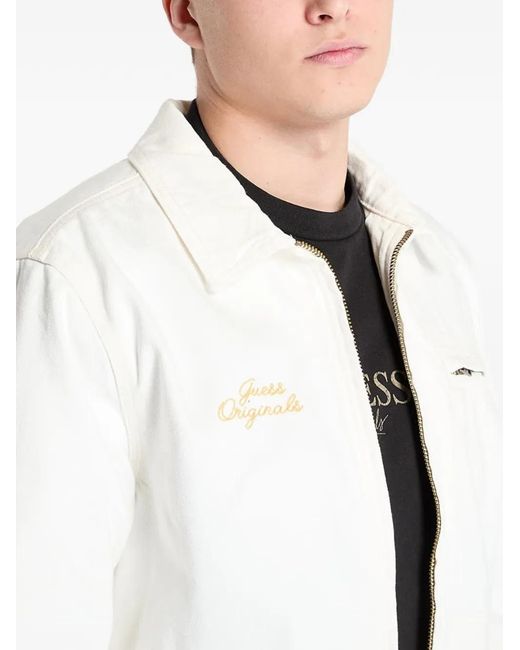 Guess White Veste Zippée À Broderies for men