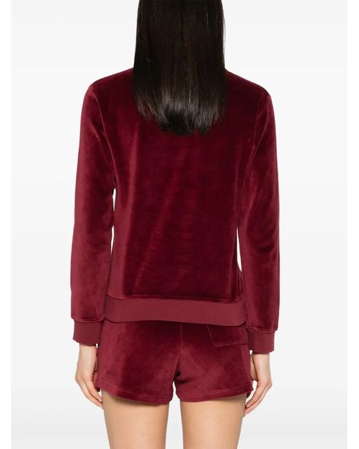 Sporty & Rich Red Src Velour Polo Top