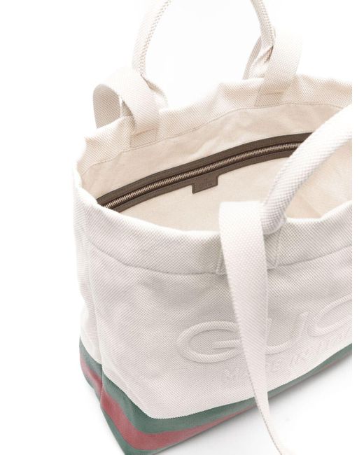 Gucci White Logo-embossed Canvas Tote Bag for men