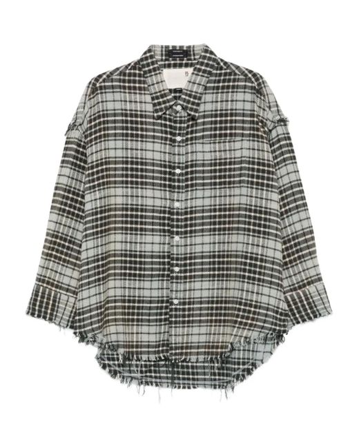 R13 フレイド チェックシャツ Gray