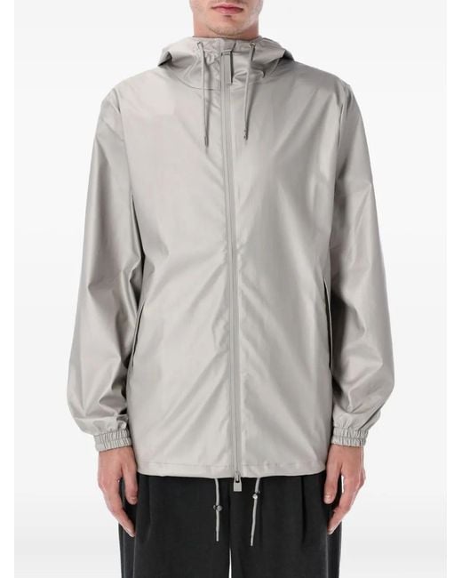 Rains Gray Zip-Fastening Hooded Jacket for men