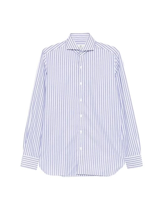 Luigi Borrelli Napoli White Striped Cotton Shirt for men