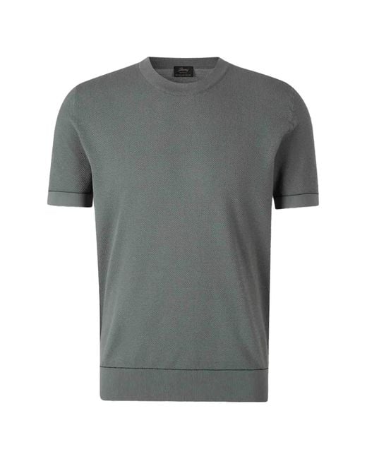 Brioni Gray Textured T-Shirt for men
