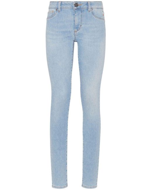 Philipp Plein Blue Mid-rise Skinny-cut Jeans