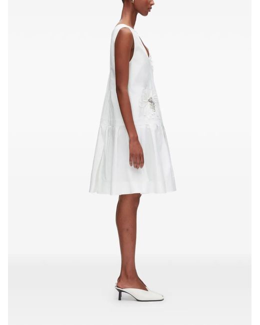 3.1 Phillip Lim White Floral Appliqué V-Neck Mini Dress