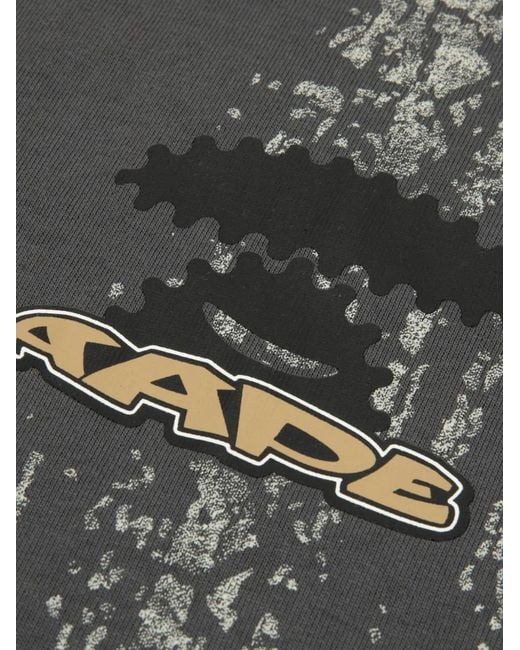 Aape By A Bathing Ape Black Aapeunvs Logo-Print Cotton T-Shirt for men
