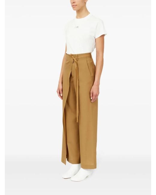 MM6 by Maison Martin Margiela Natural Wrap-Design Flared Trousers