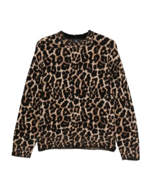 Anine Bing Trui Met Luipaardprint En Ronde Hals in het Black
