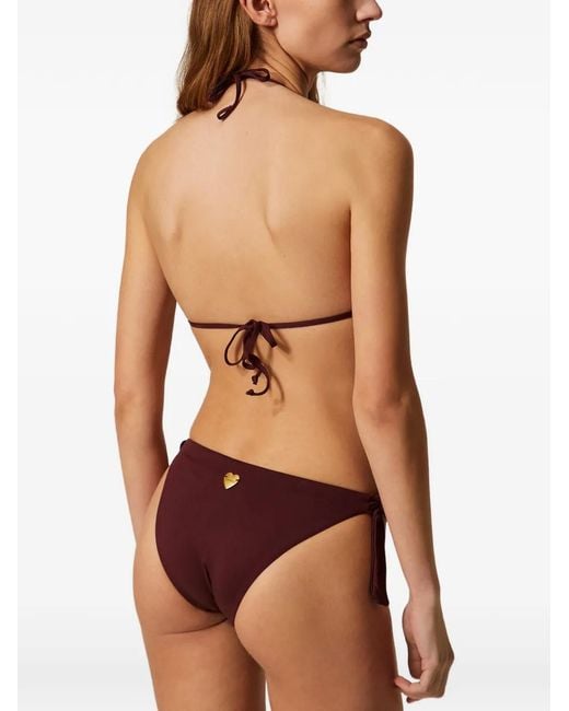 Twinset Purple Haut De Bikini Triangle À Broderies Et Bas De Bikini