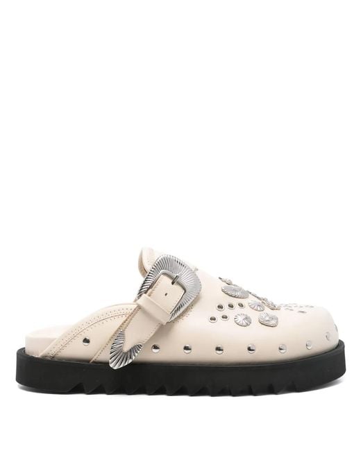 Toga Virilis White Studded Slippers for men