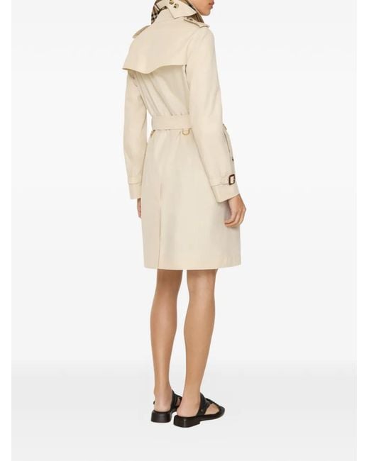Burberry Natural Mid-Length Tropical Gabardine Kensington Trench Coat