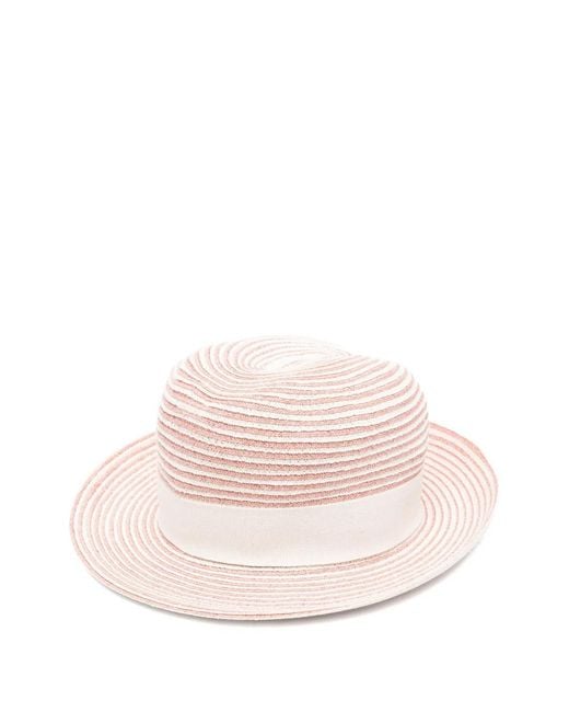 Eleventy Pink Striped Ribbon Hat