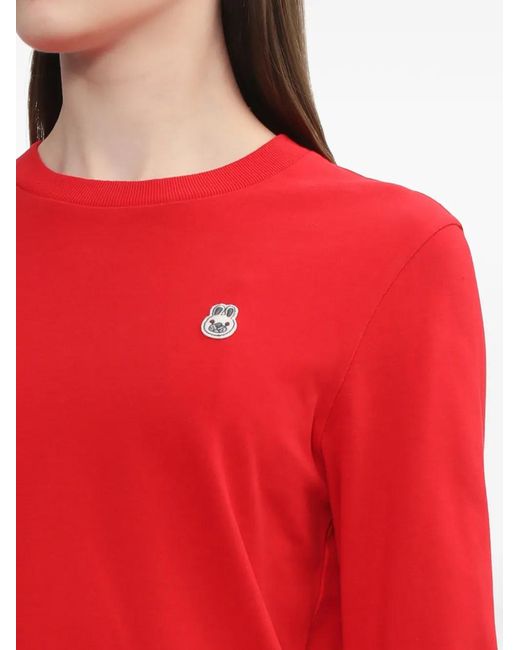 A Bathing Ape Red Long-Sleeved Graphic Top