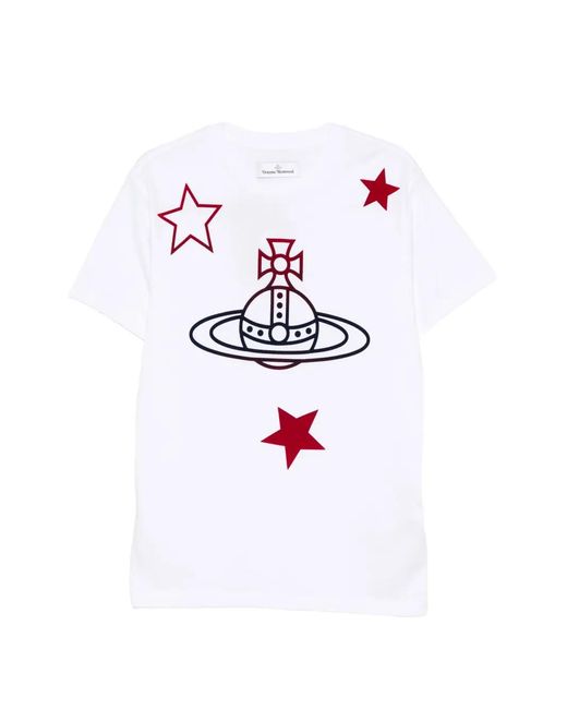 Vivienne Westwood White Orb And Stars Classic Cotton T-Shirt