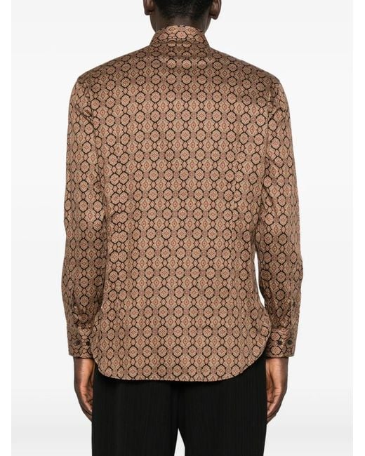 Etro Brown Chemise À Motif Géométrique for men