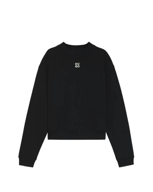 HUGO Black Logo-Embroidered Sweatshirt