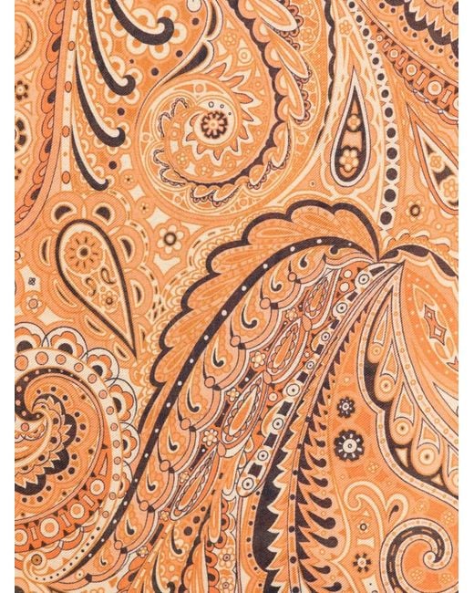 Etro Orange Foulard À Motif Cachemire
